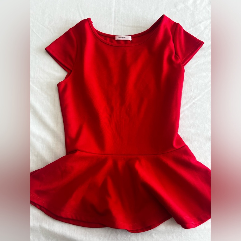 J. Thomson Red Peplum Medium Shirt